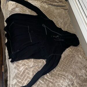 George Charcoal Hooded Sweatshirt with Button Accents